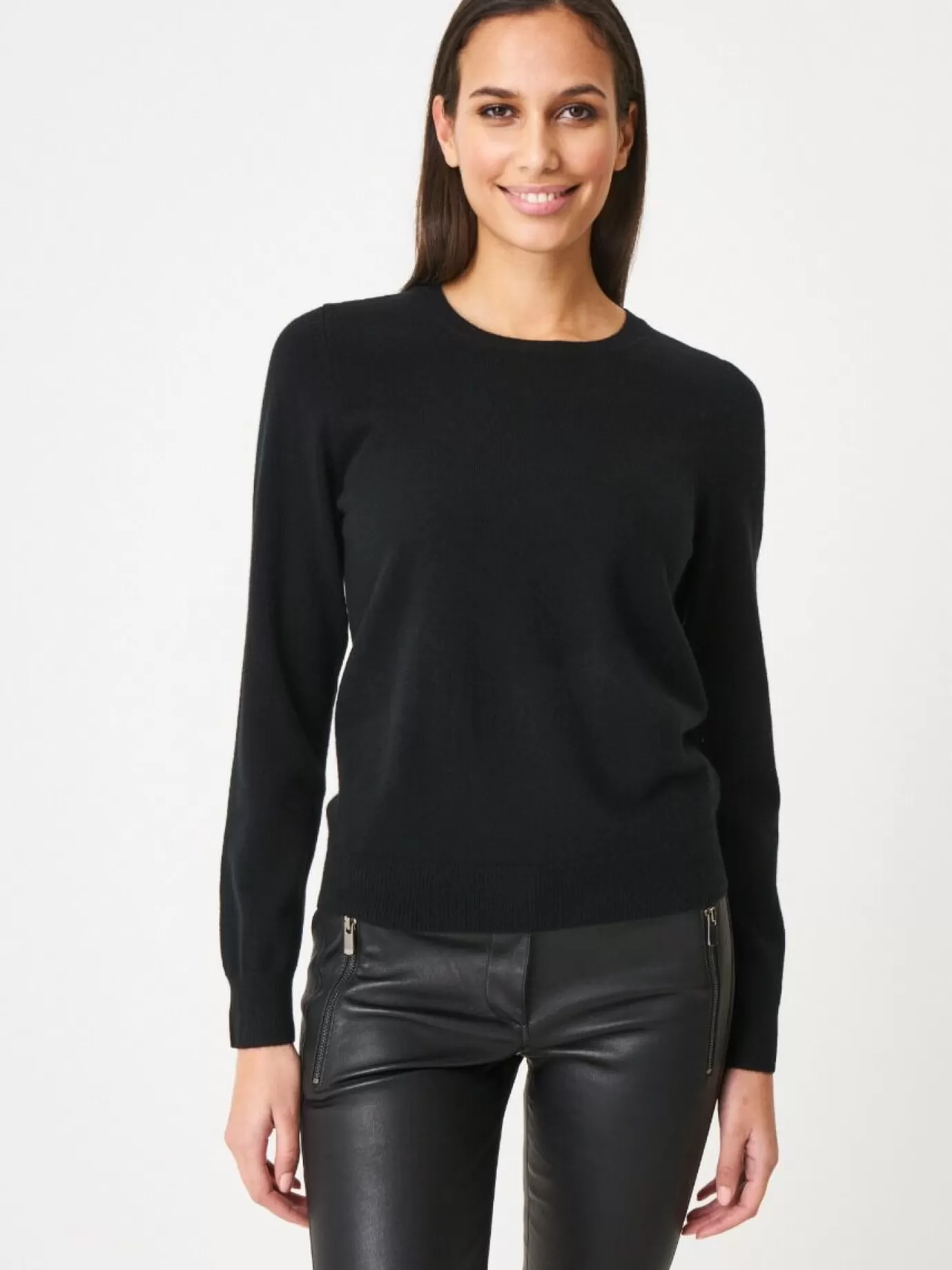 REPEAT cashmere Truien<Basic Trui Met Ronde Halslijn Zwart