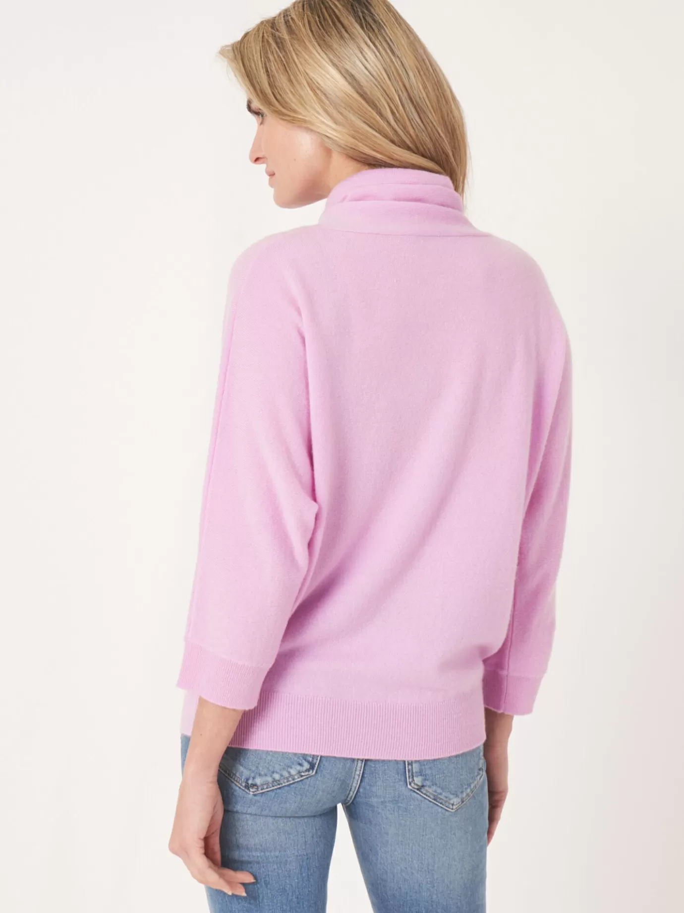 REPEAT cashmere Truien<Sportieve Cashmere Trui Met Opstaande Kraag Met Trekkoord Snoep