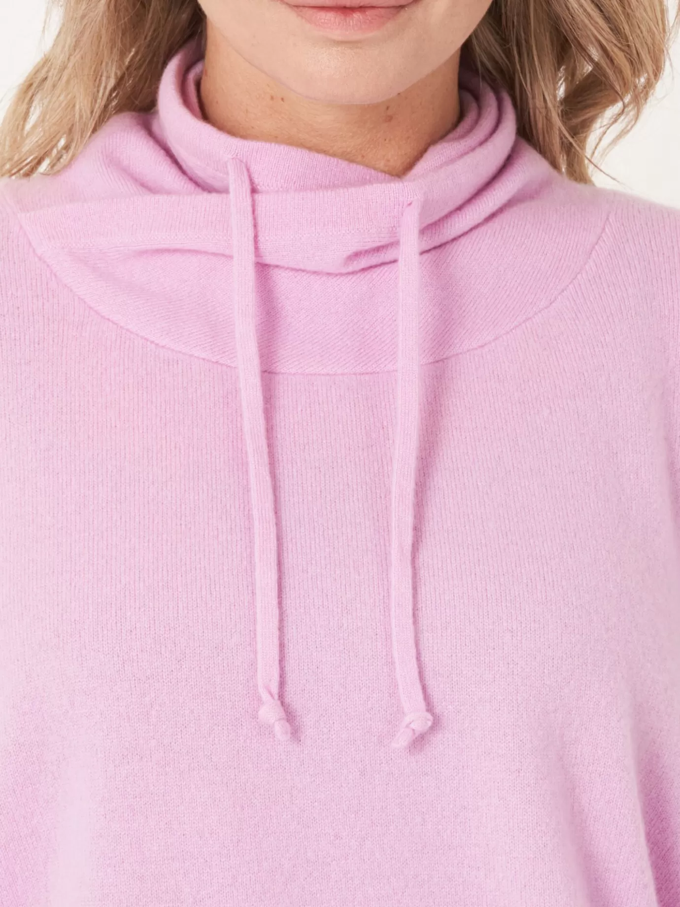 REPEAT cashmere Truien<Sportieve Cashmere Trui Met Opstaande Kraag Met Trekkoord Snoep