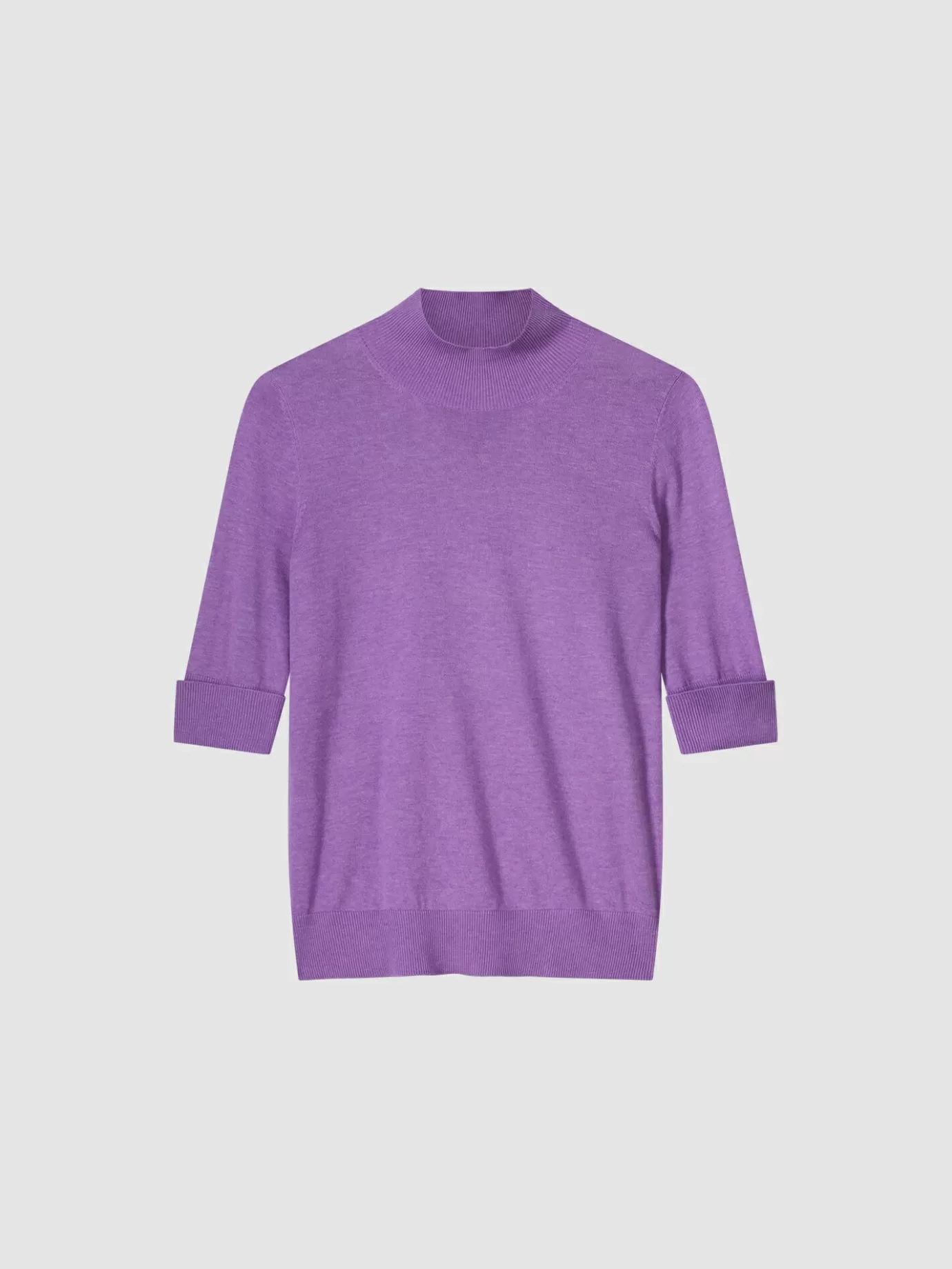 REPEAT cashmere Truien<Trui Met Korte Mouwen En Opstaande Kraag Van Katoen-Mix Lila