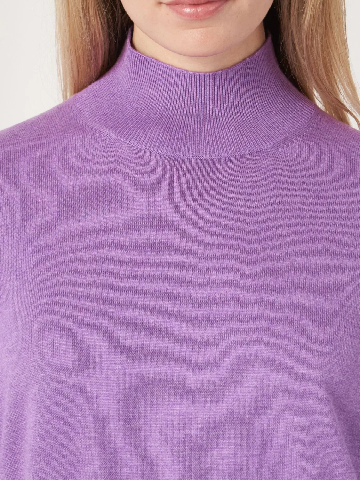 REPEAT cashmere Truien<Trui Met Korte Mouwen En Opstaande Kraag Van Katoen-Mix Lila