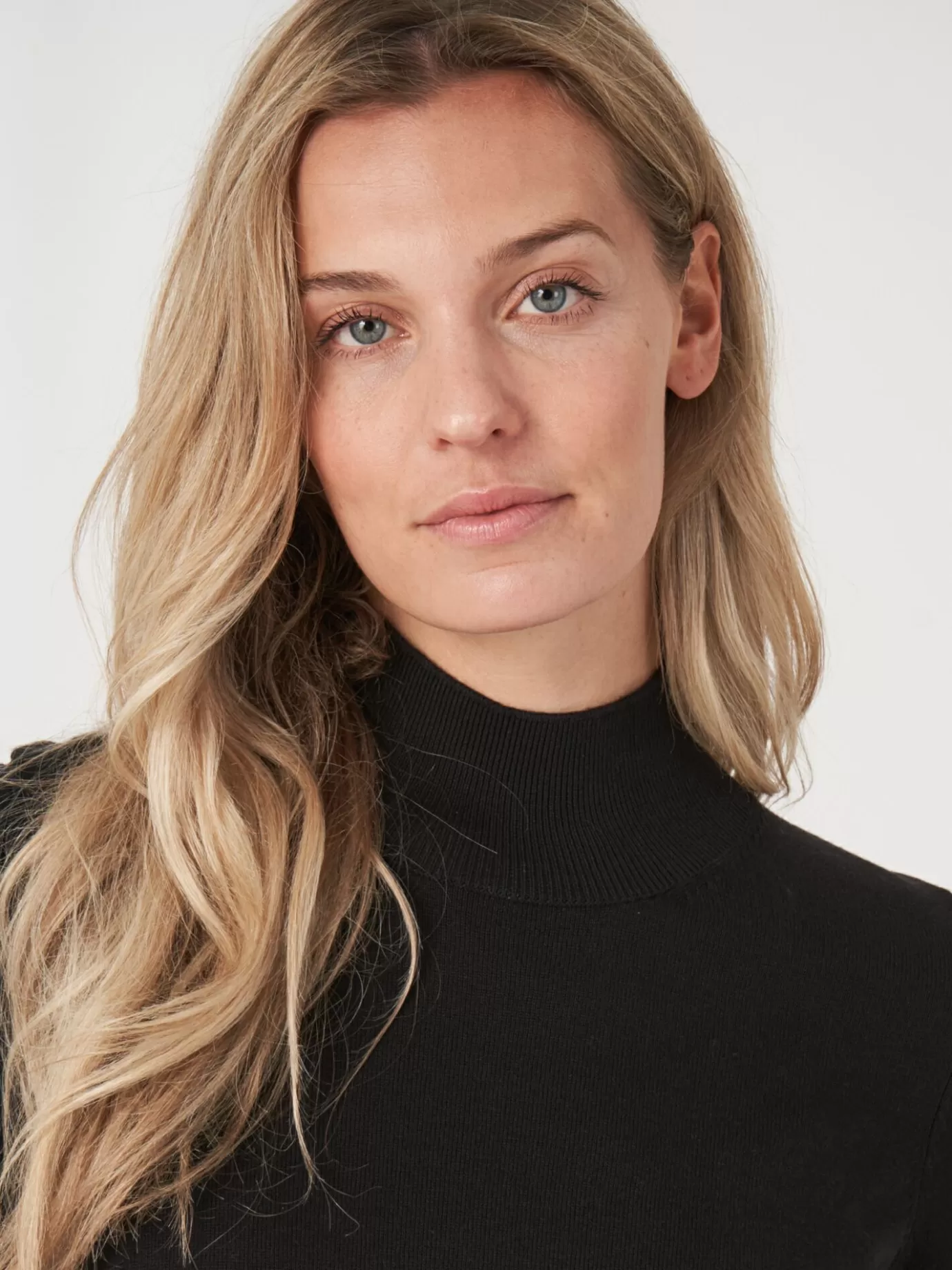 REPEAT cashmere Truien<Trui Met Korte Mouwen En Opstaande Kraag Van Katoen-Mix Zwart