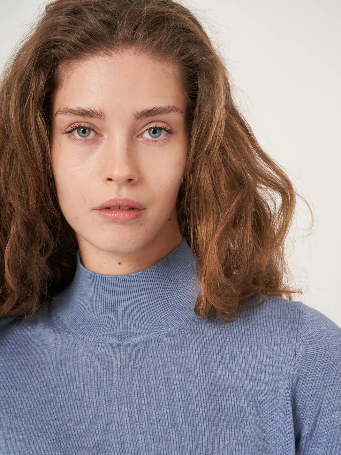 REPEAT cashmere Truien<Trui Met Korte Mouwen En Opstaande Kraag Van Katoen-Mix Denim