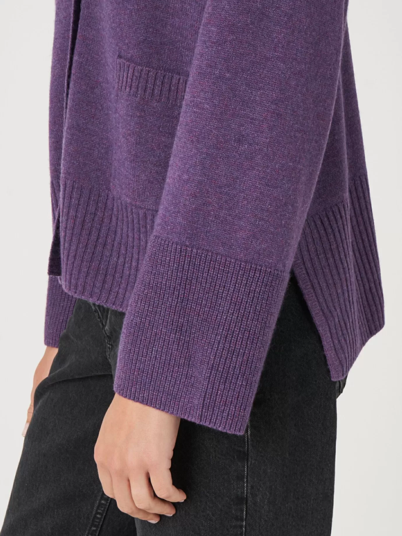 REPEAT cashmere Vesten<Vest Met Voorzak En Wijde Mouwen Met Geribd Detail Amethist