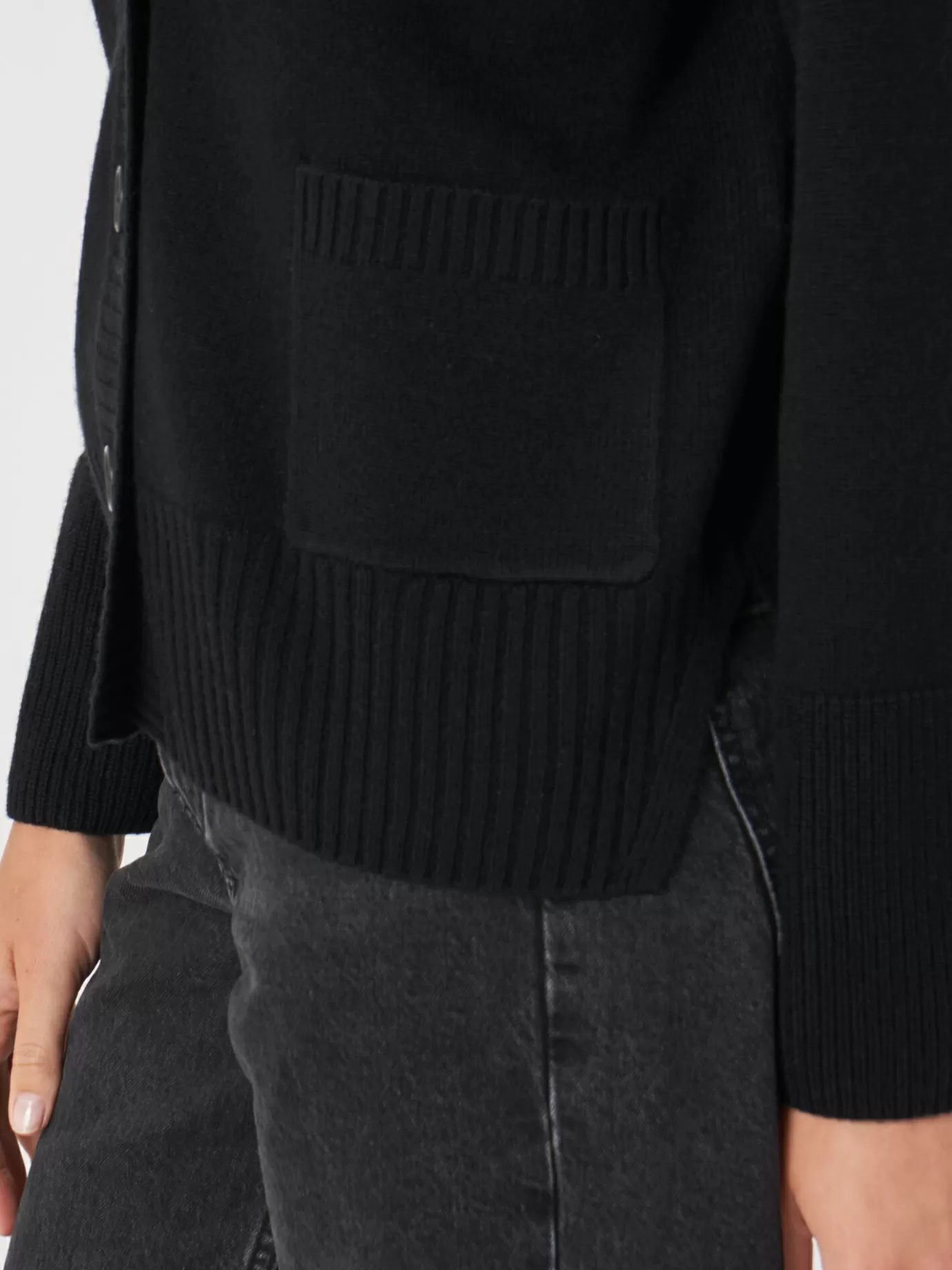 REPEAT cashmere Vesten<Vest Met Voorzak En Wijde Mouwen Met Geribd Detail Zwart