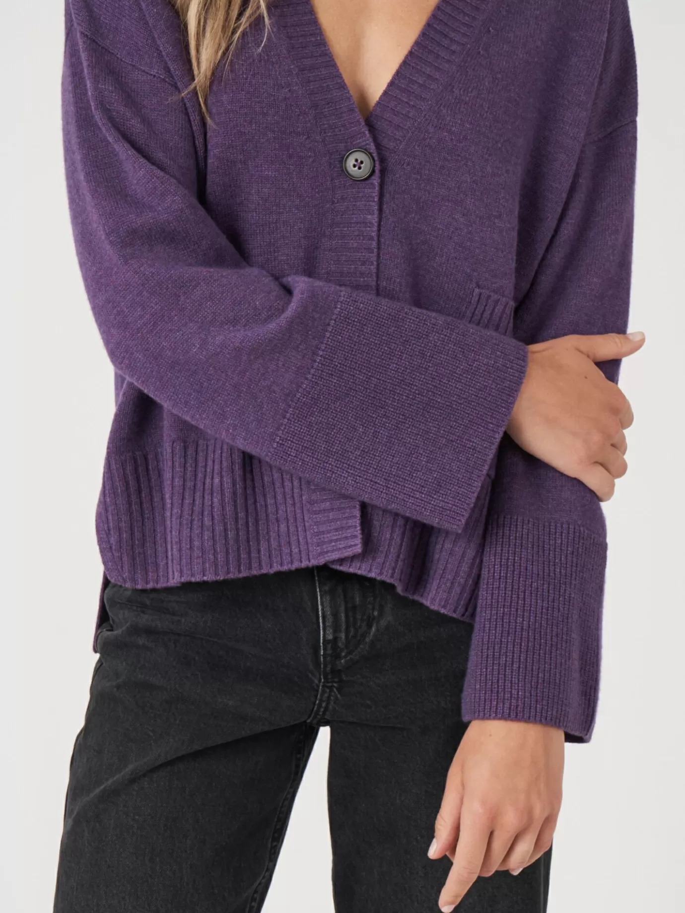 REPEAT cashmere Vesten<Vest Met Voorzak En Wijde Mouwen Met Geribd Detail Amethist