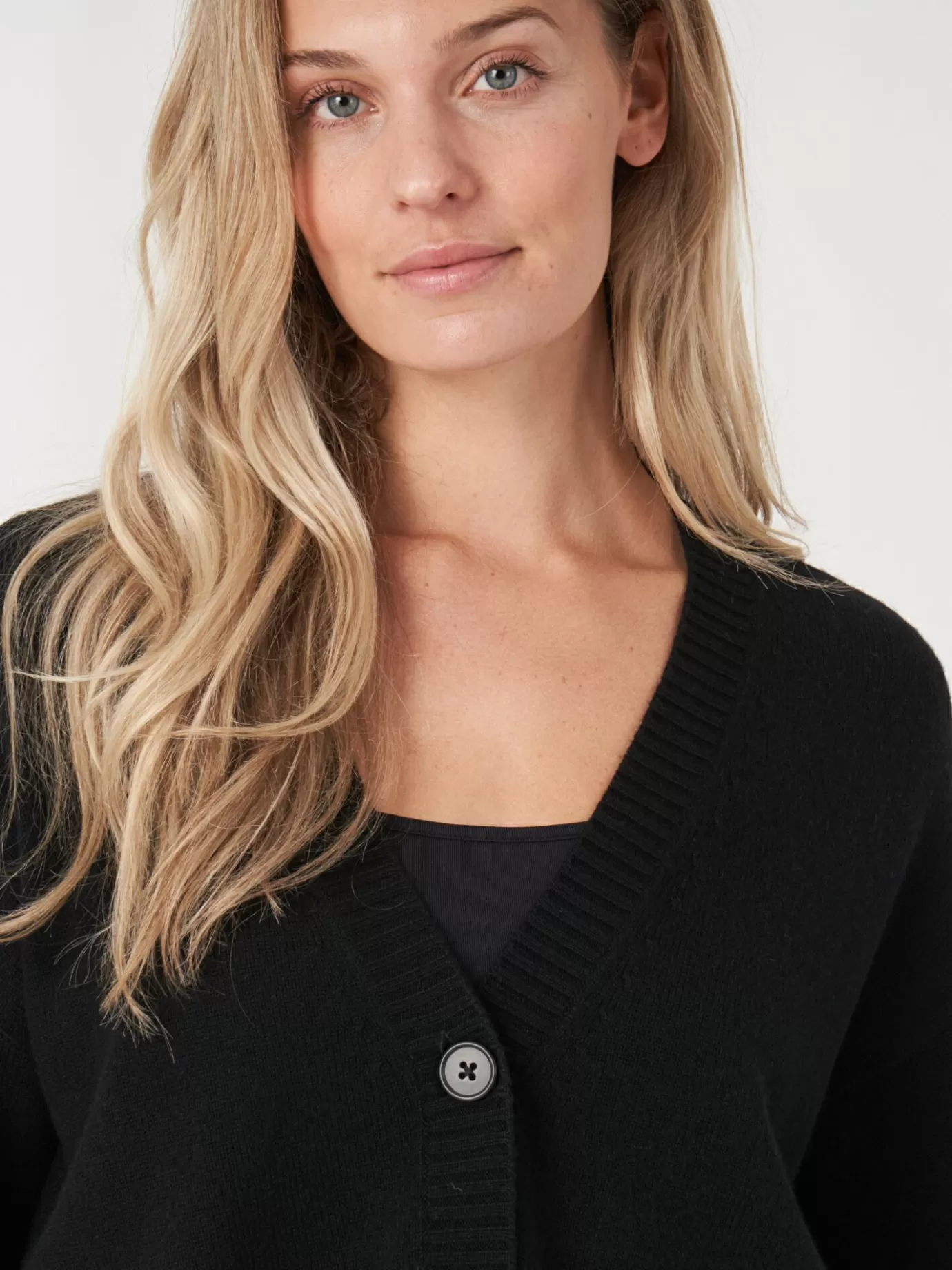 REPEAT cashmere Vesten<Vest Met Voorzak En Wijde Mouwen Met Geribd Detail Zwart