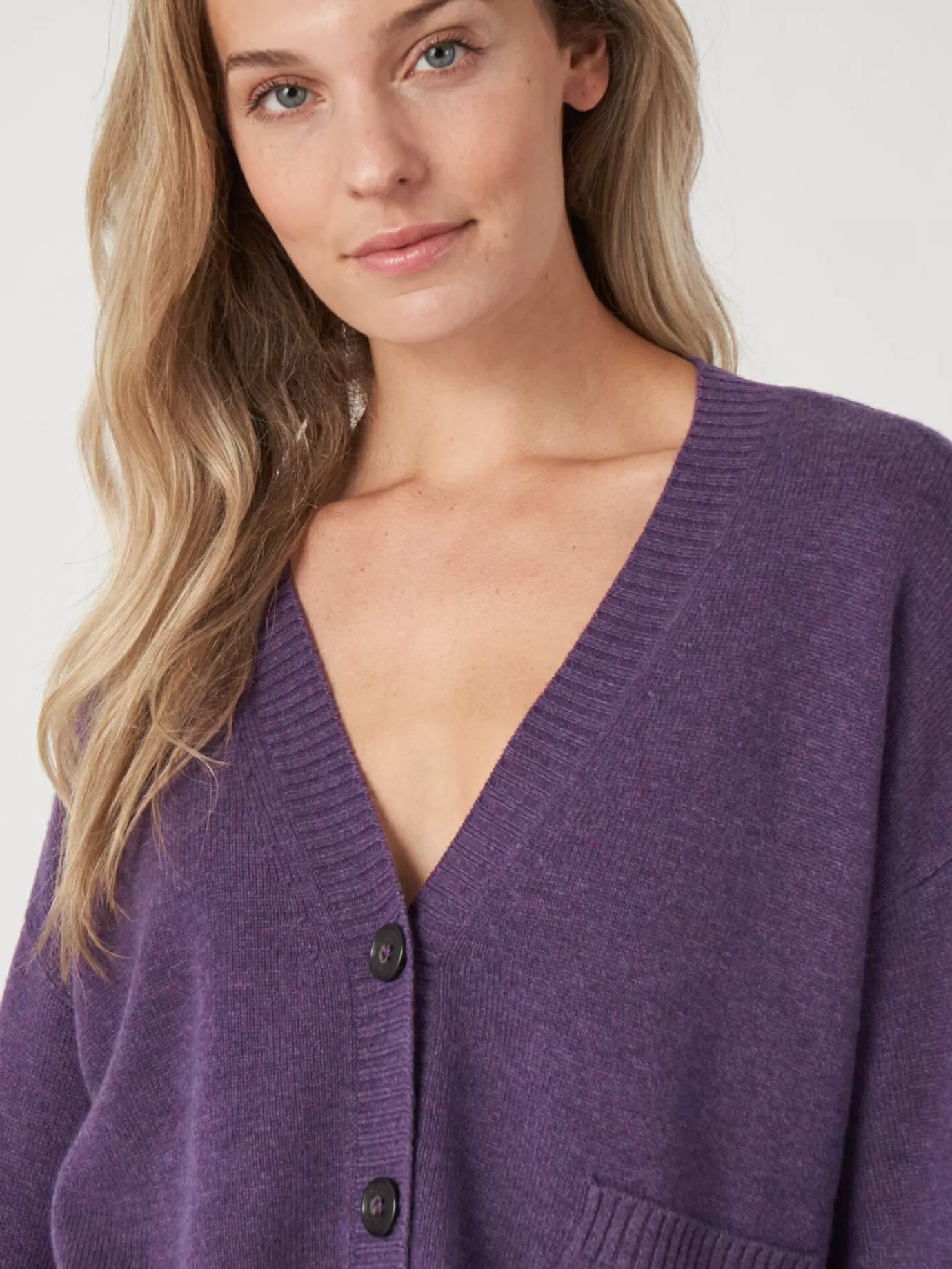 REPEAT cashmere Vesten<Vest Met Voorzak En Wijde Mouwen Met Geribd Detail Amethist