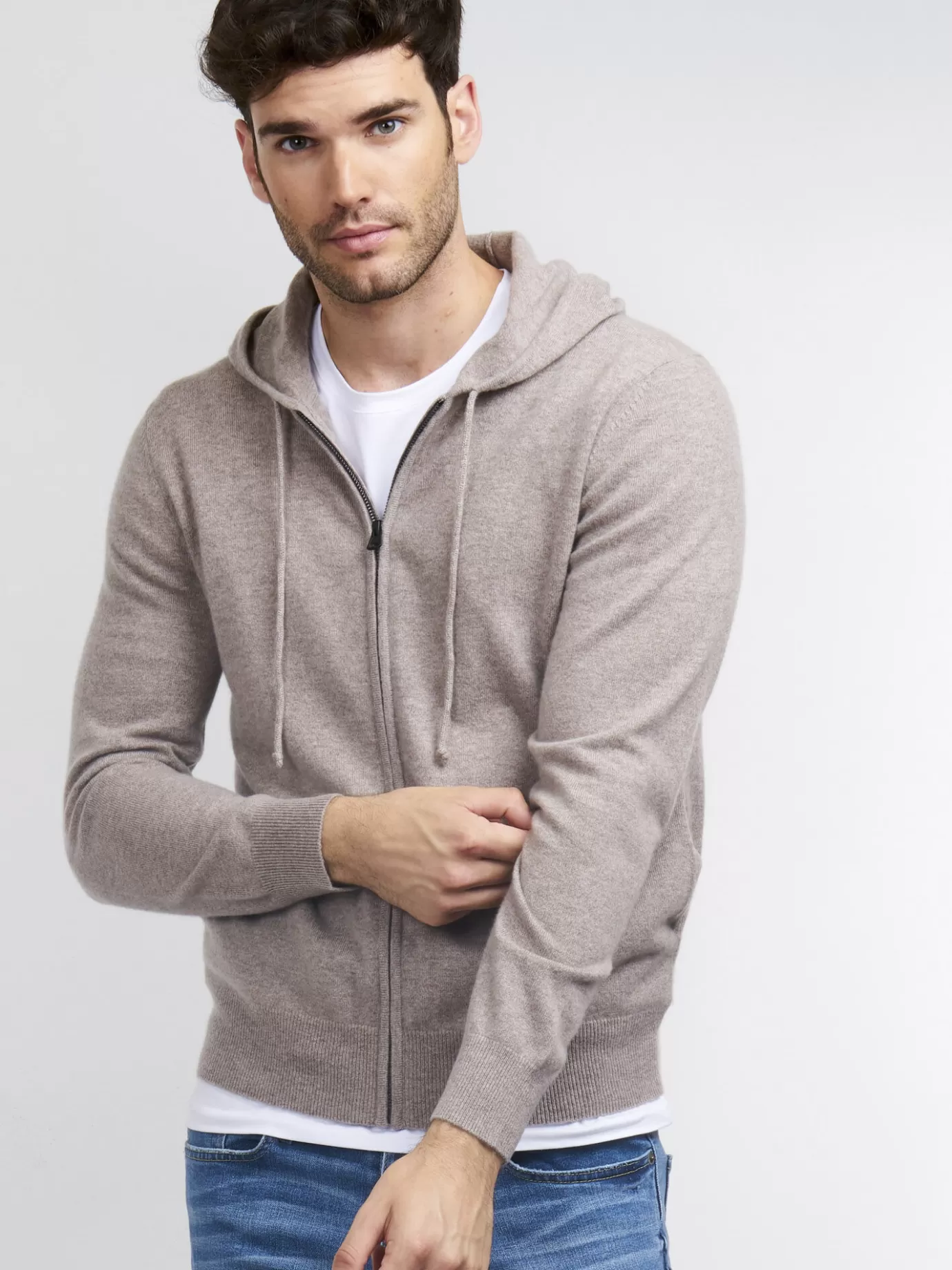 REPEAT cashmere Vesten<Zip-Hoodie Van Cashmere Zand